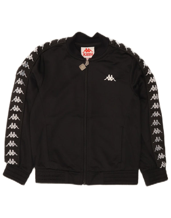 Kappa Jungen Grafik-Trainingsanzug-Top-Jacke, 7–8 Jahre, schwarzes Polyester
