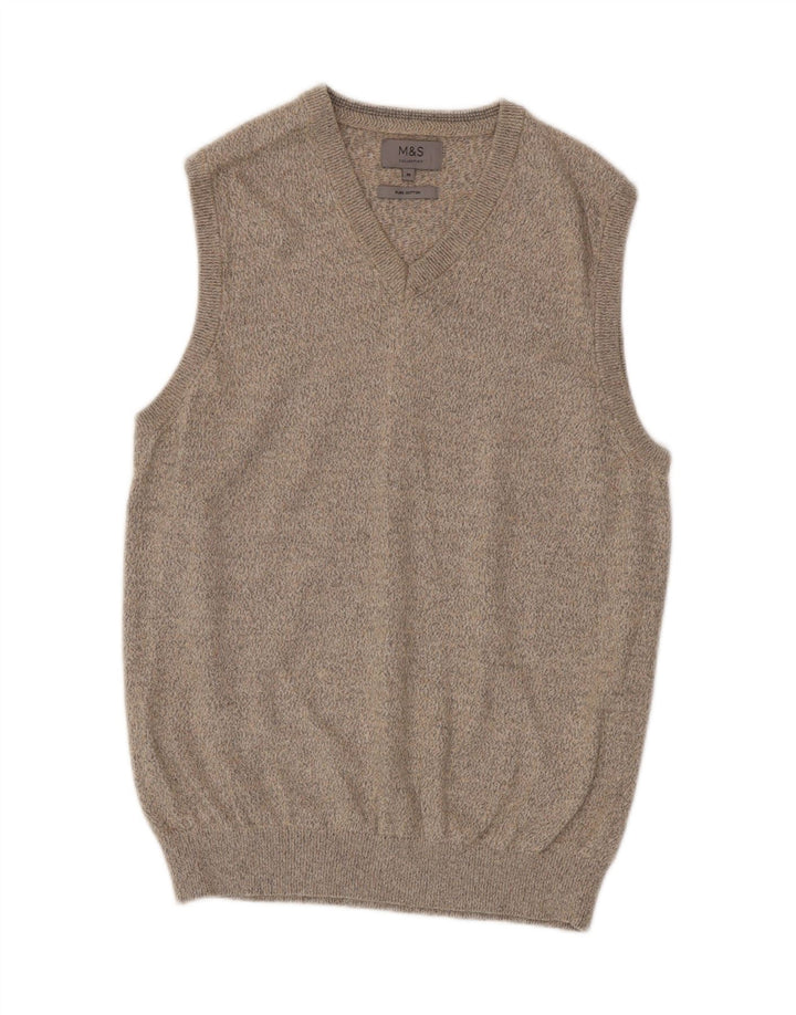 Marks & Spencer Herren-Tanktop aus mittelbeiger, gesprenkelter Baumwolle