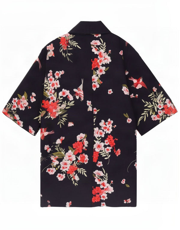 Übergroßer Damenmantel mit 3/4-Ärmeln von Ted Baker, Gr. 10, Größe S, Marineblau mit Blumenmuster