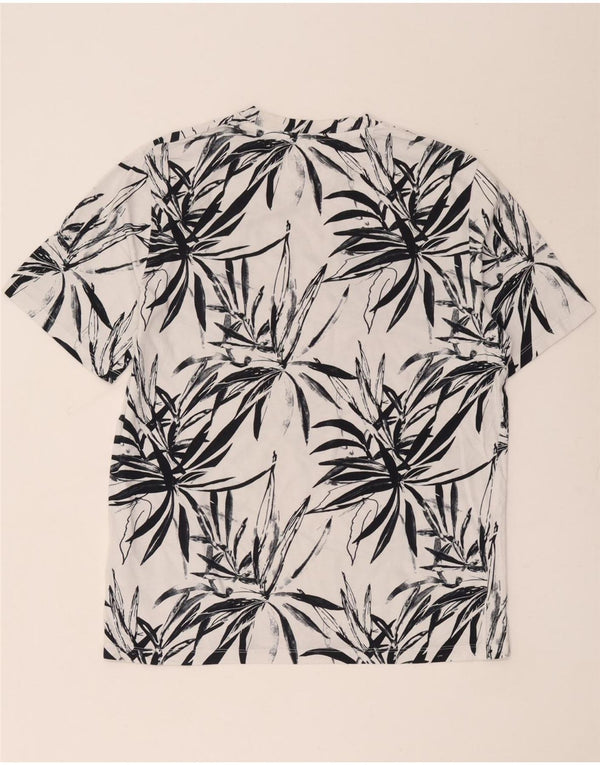Jack & Jones Herren-T-Shirt-Oberteil, groß, weiße Baumwolle mit Blumenmuster