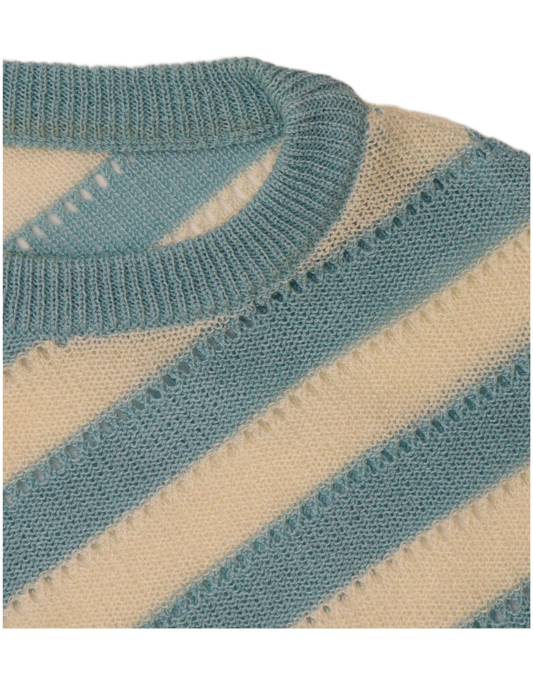 VINTAGE Damen Pullover mit Rundhalsausschnitt, UK 14, groß, blau gestreift