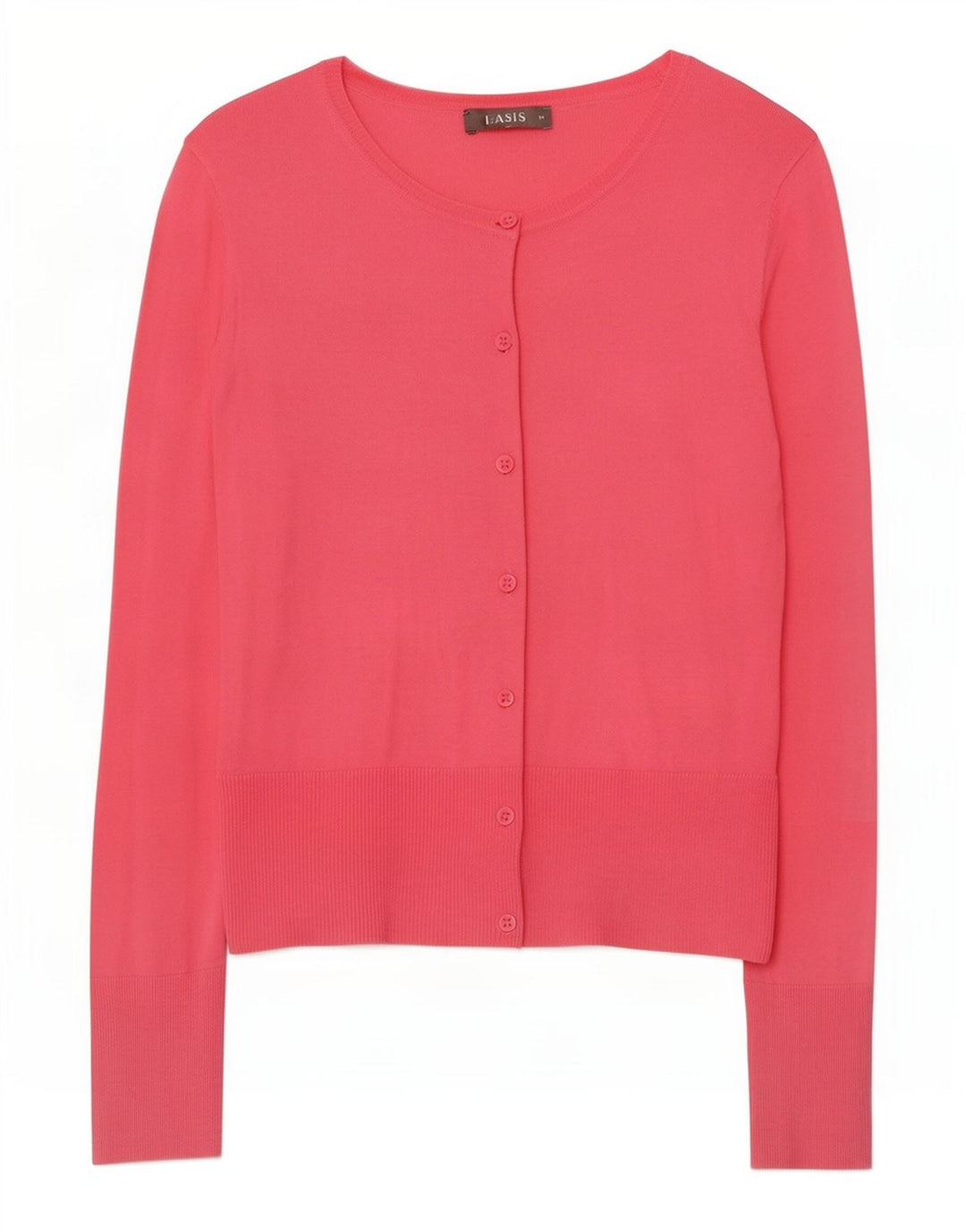 Oasis Damen Crop Cardigan Pullover UK 12 Mittelrosa Baumwolle