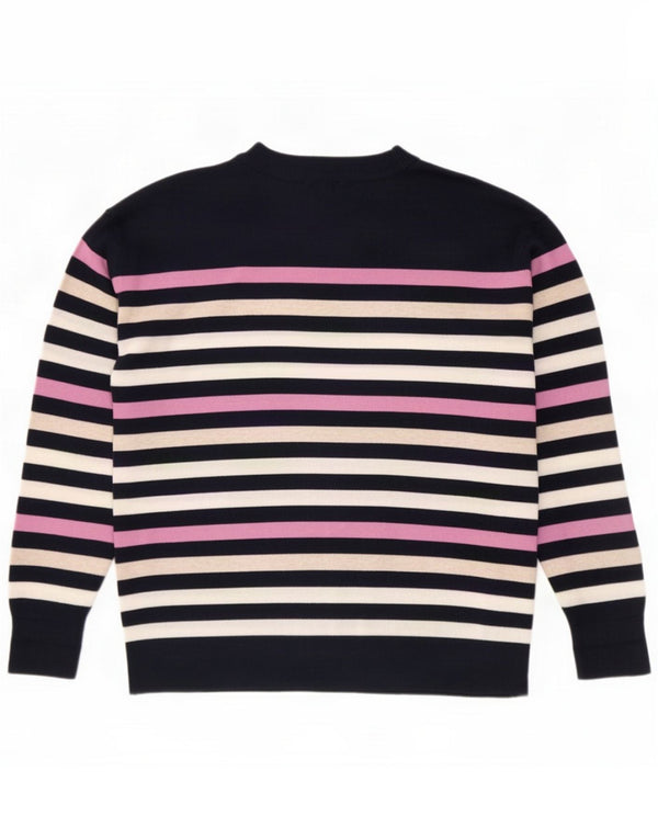Marks & Spencer Damen-Pullover mit Rundhalsausschnitt, mittelblau gestreift