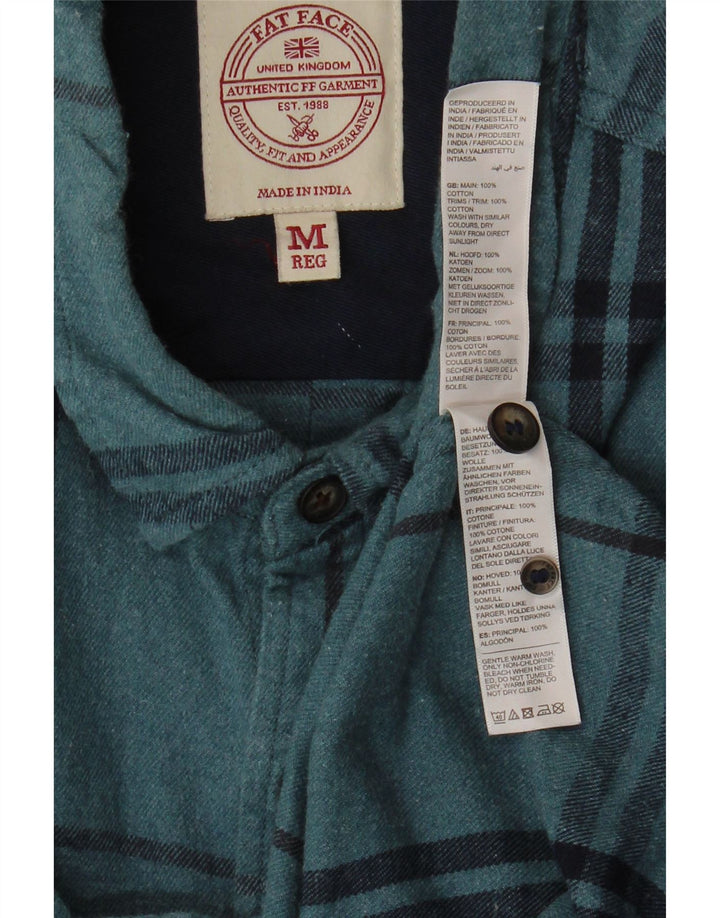 Fat Face Herren-Flanellhemd aus mittelblauer, karierter Baumwolle