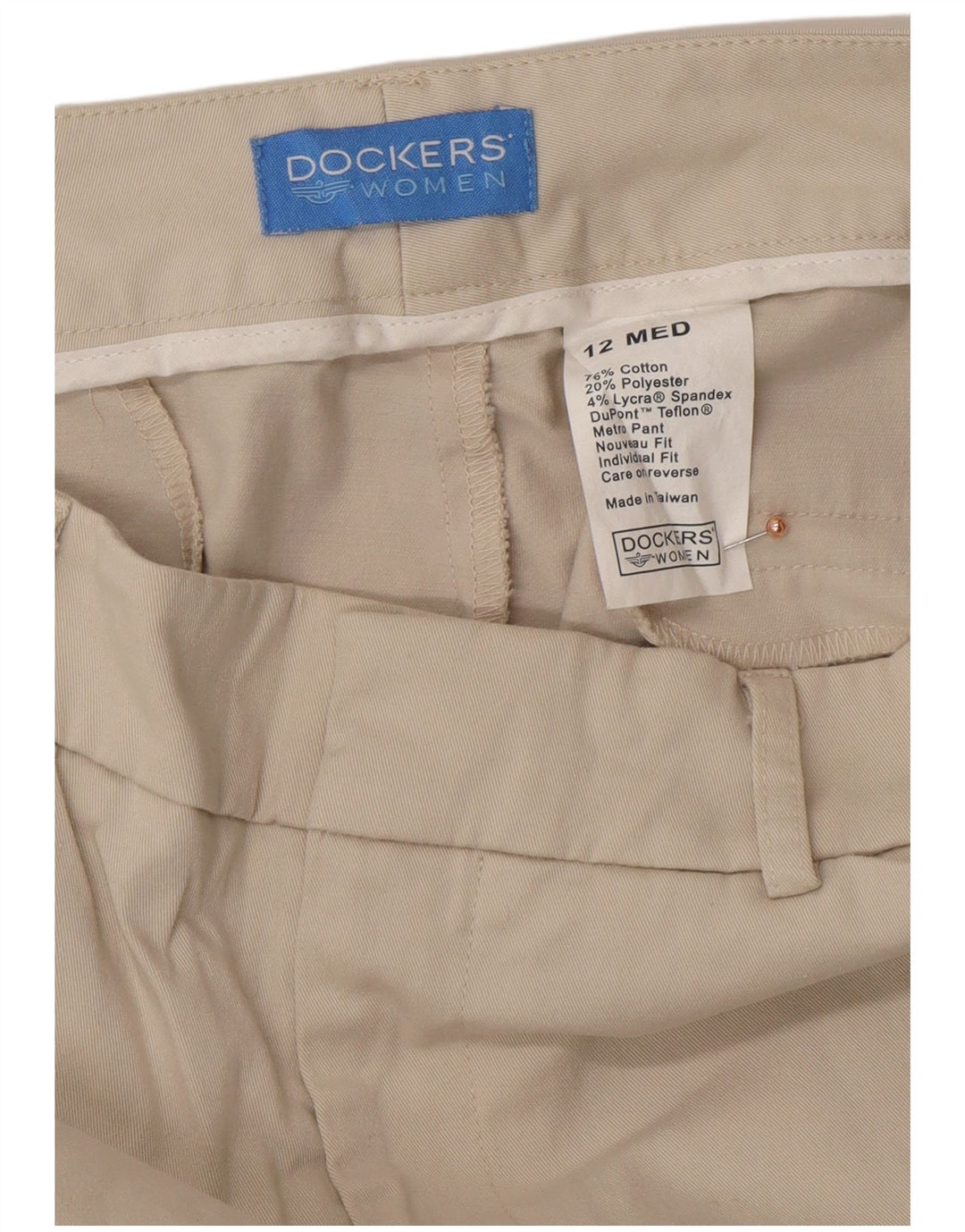 DOCKERS Gerade Freizeithose für Damen US 12 Large W30 L30 Beige Baumwolle