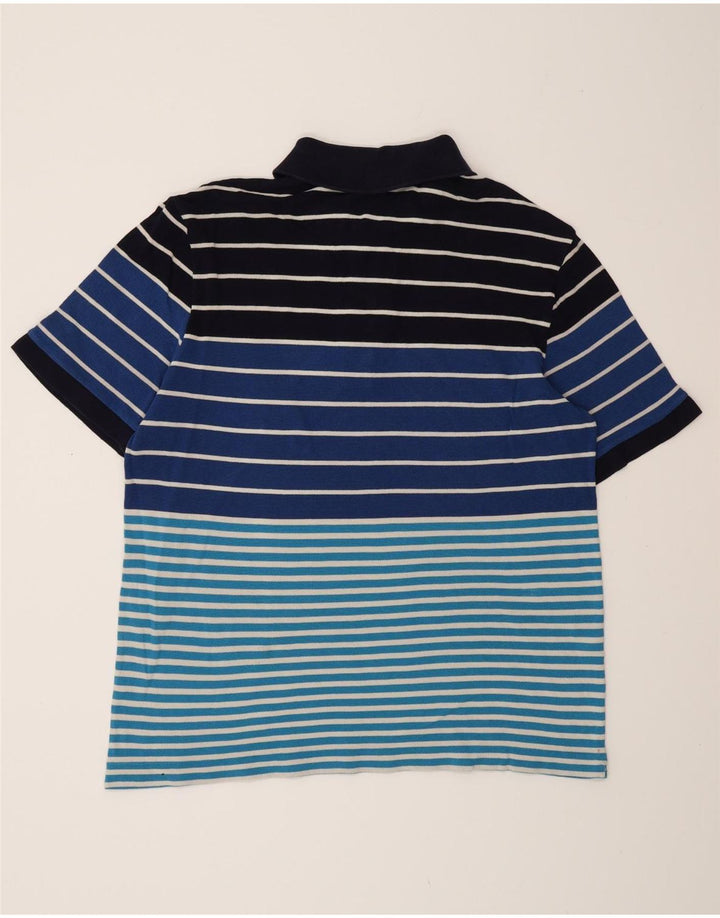 Lacoste Herren-Poloshirt, Größe 6 XL, blau gestreift, Baumwolle