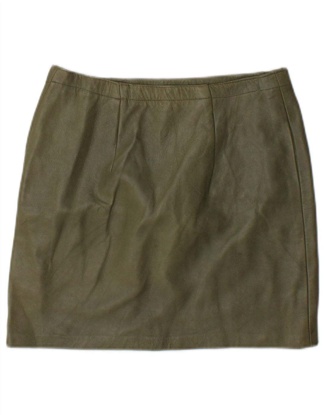 Vintage Damen Grafischer Mini-Lederrock W26 Small Khaki