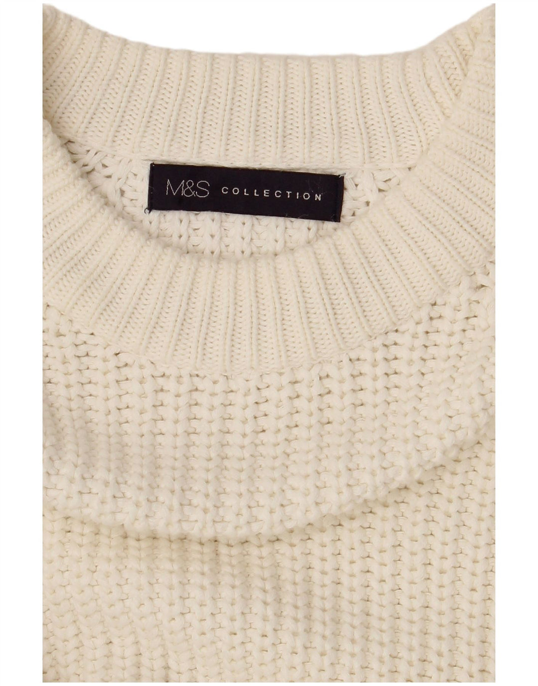 Marks & Spencer Damen-Pullover mit Rundhalsausschnitt, Gr. 14, Größe L, gebrochenes Weiß