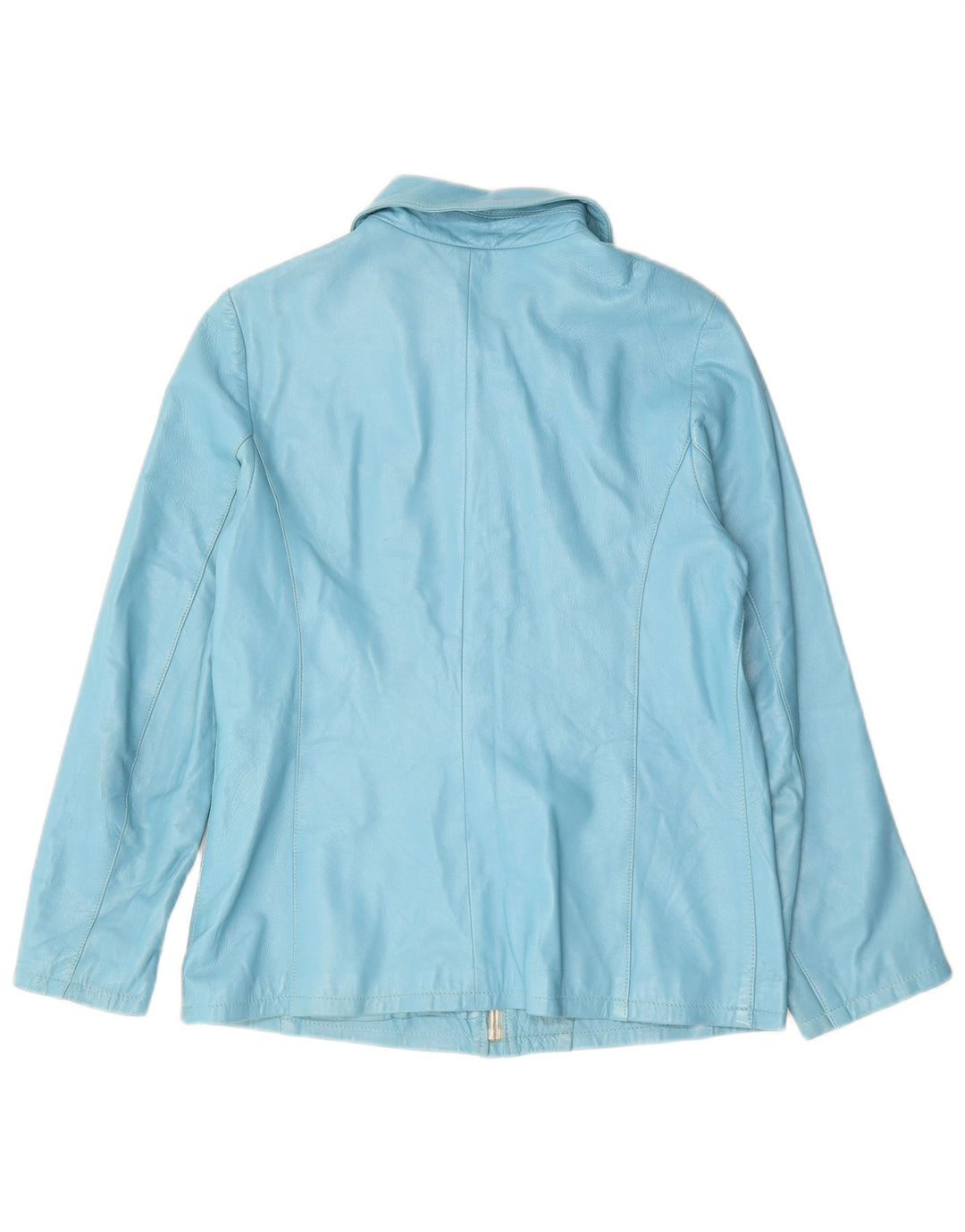 VINTAGE Damen Lederjacke UK 14 Mittelblaues Leder