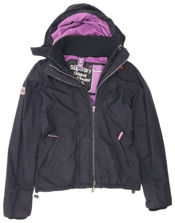 Superdry Damen Windcheater Kapuzen-Windjacke UK 6 XS Marineblau