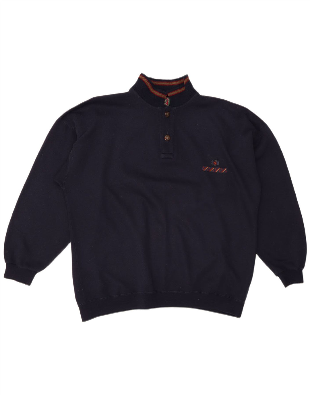 GREAT BAY Herren-Pullover mit Knopfkragen, groß, marineblaue Baumwolle