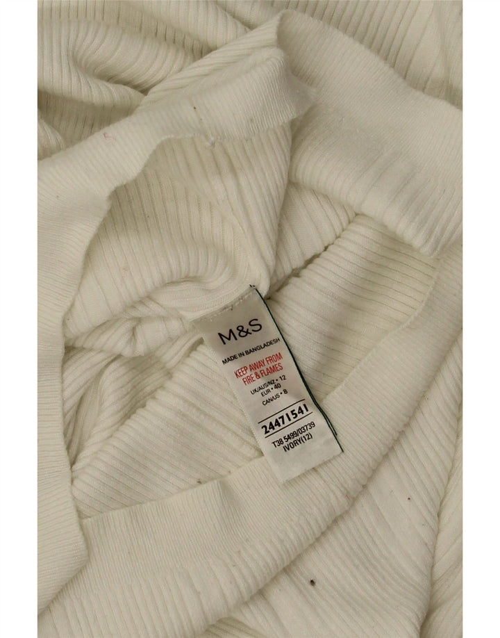 Marks & Spencer Damen-Pullover mit Rollkragen, Gr. 12, mittelgrau, gebrochenes Weiß