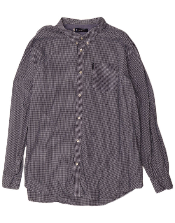 Ben Sherman Herrenhemd 4XL, blaue Gingham-Baumwolle