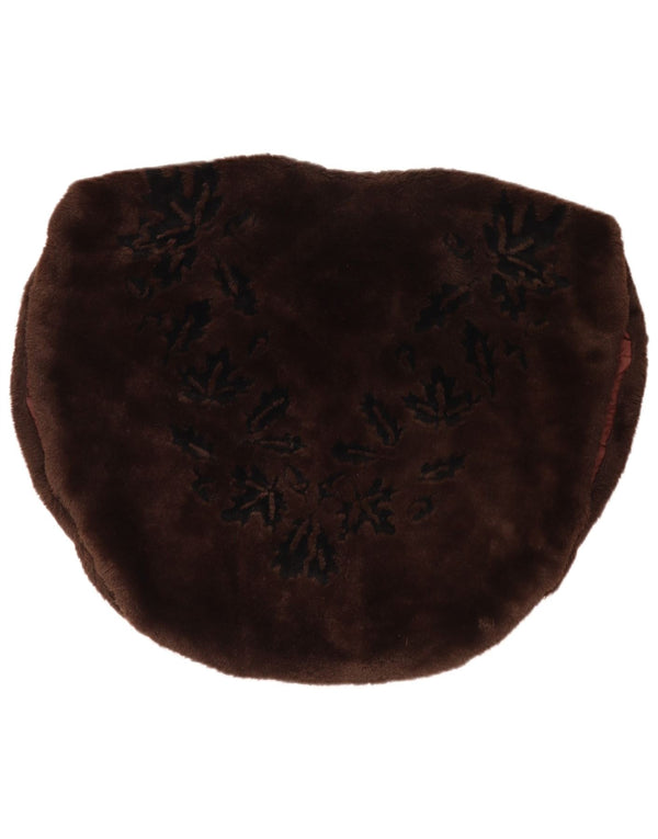 Vintage Damen Übergroße Bolerojacke aus Kunstfell UK 14 Mittelbraun geblümt