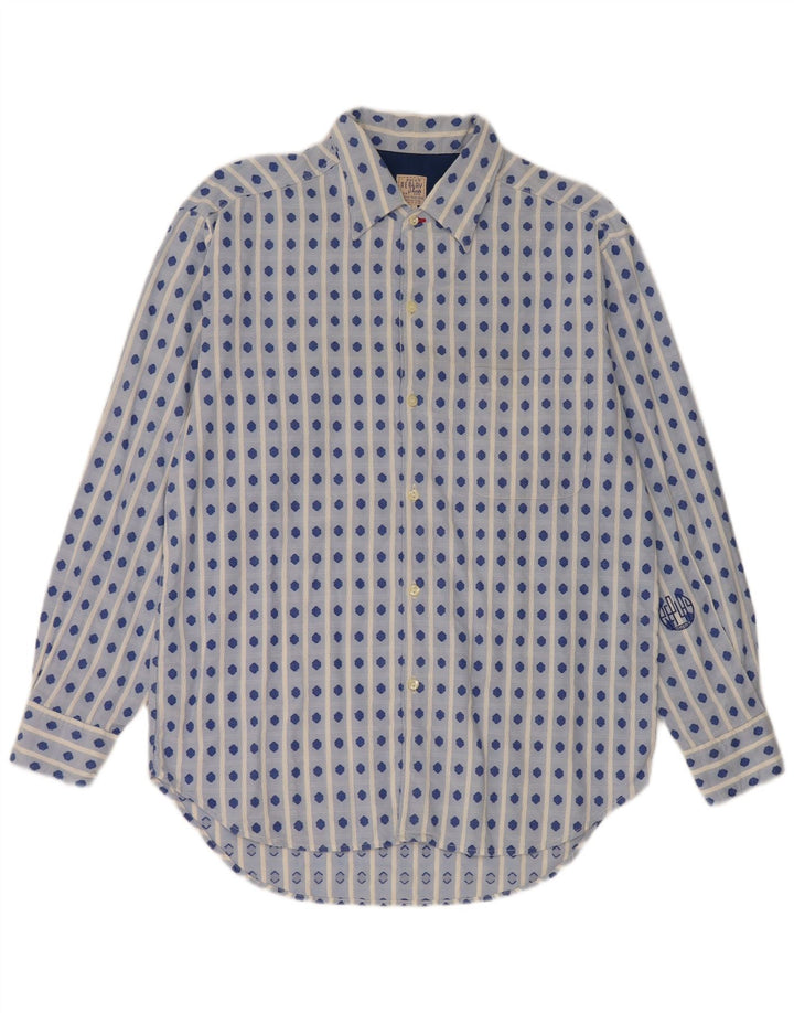 Replay Herren-Hemd, groß, blau, geometrisch, Baumwolle