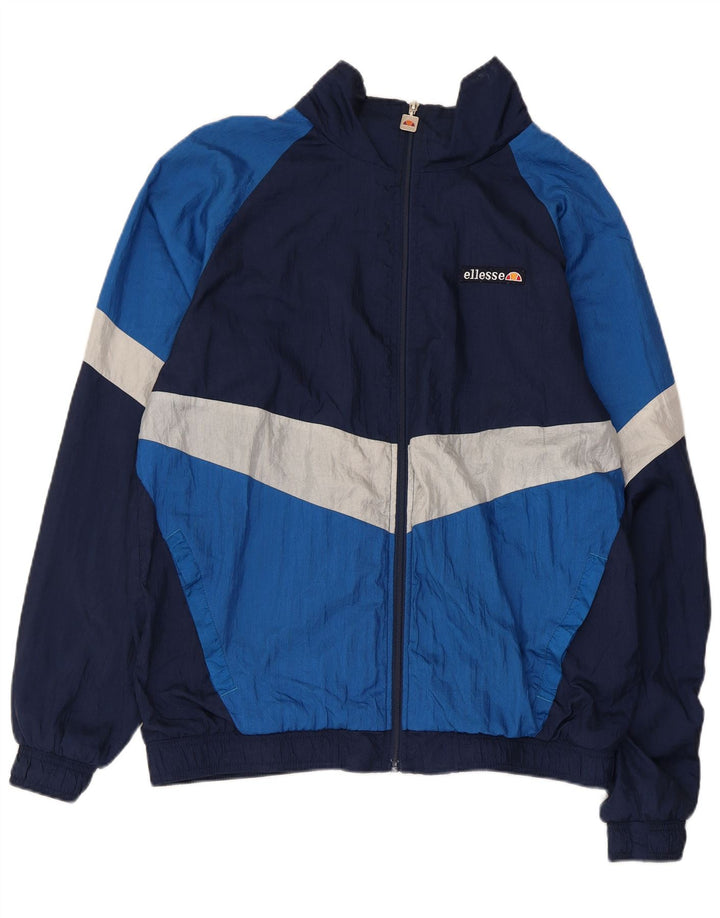 Ellesse Herren-Trainingsanzug-Oberteil, Jacke, XL, blaues Farbblock-Polyester