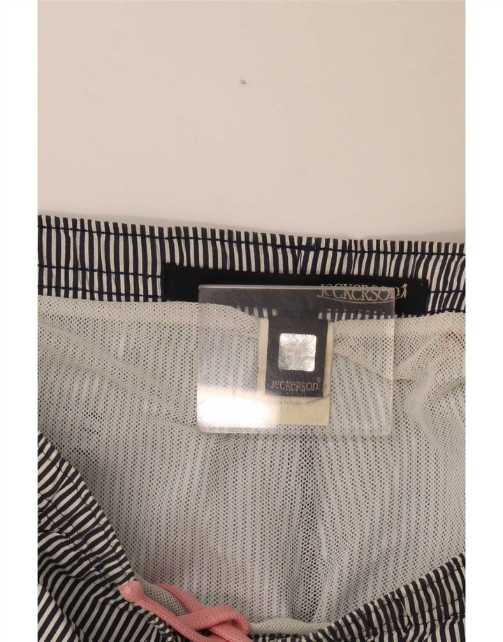 Jeckerson Herren-Badeshorts, groß, marineblau, Nadelstreifen, Polyester