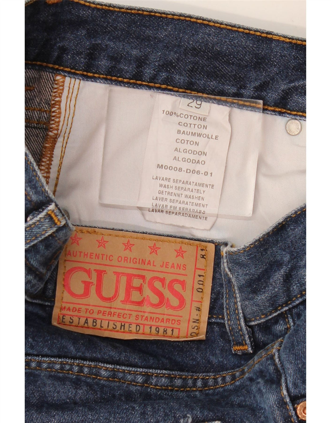 GUESS Herren Straight Jeans W29 L30 Marineblaue Baumwolle