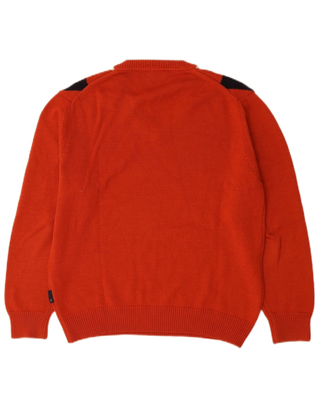Re Del Mare Herren-Pullover mit V-Ausschnitt, Mittelorange Argyle/Diamant-Wolle
