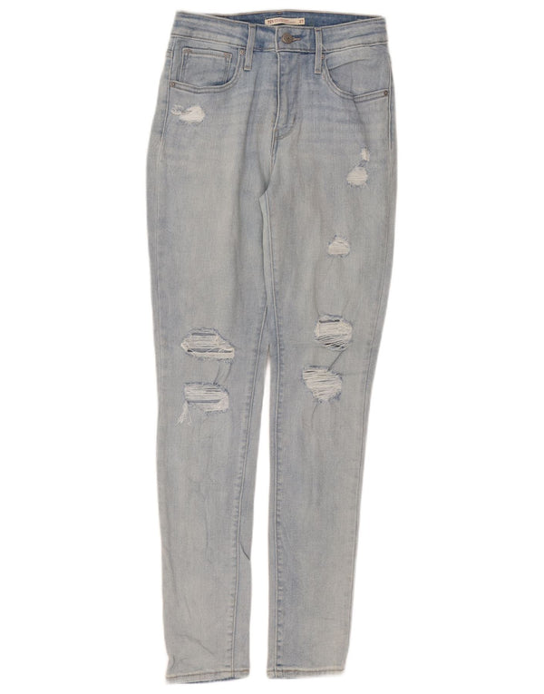 Levi's Damen 721 Distressed High Rise Skinny Jeans W27 L30 Blaue Baumwolle