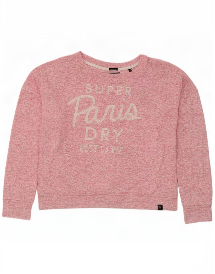 Superdry Grafik-Sweatshirtpullover für Damen, UK 14, mittelrosa meliert