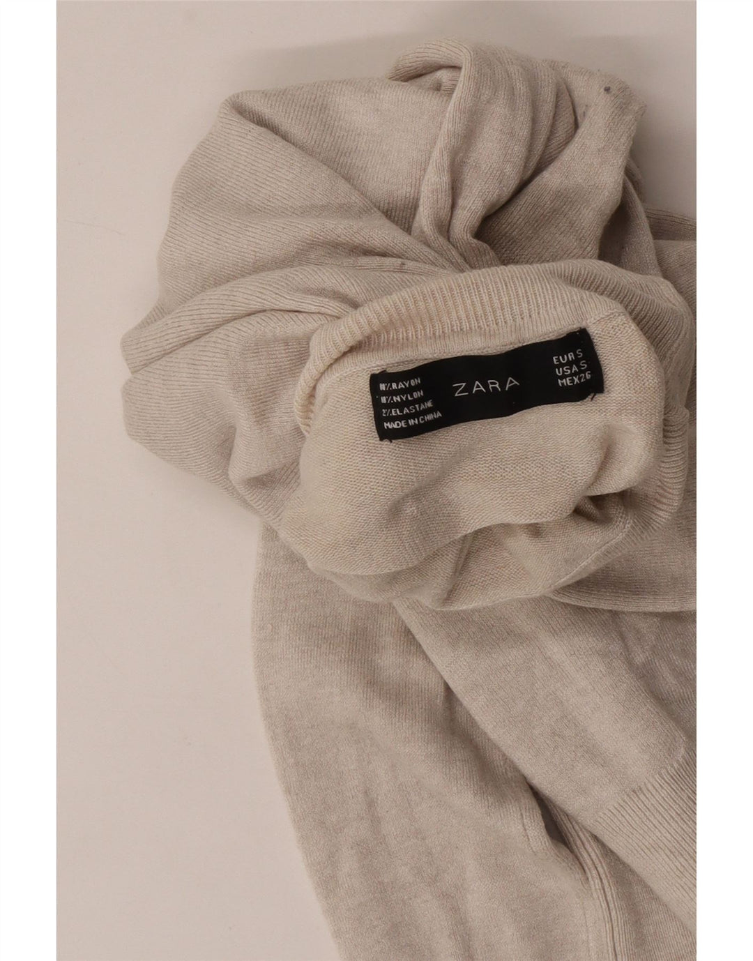 Rollkragenpullover für Damen von Zara, Gr. 10, Größe S, Beige, Viskose