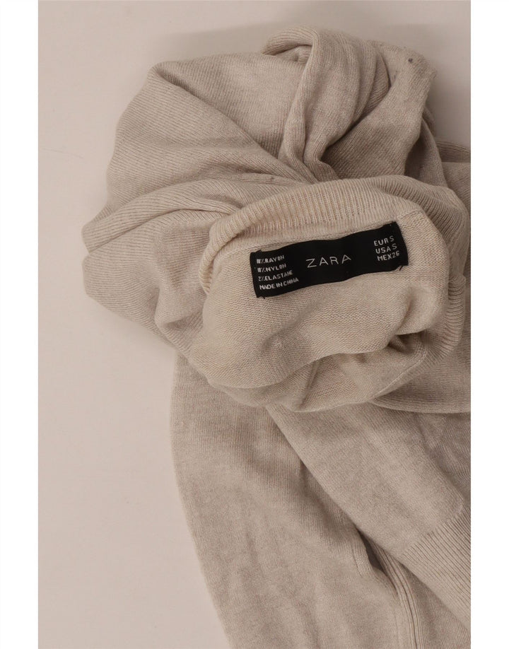 Rollkragenpullover für Damen von Zara, Gr. 10, Größe S, Beige, Viskose