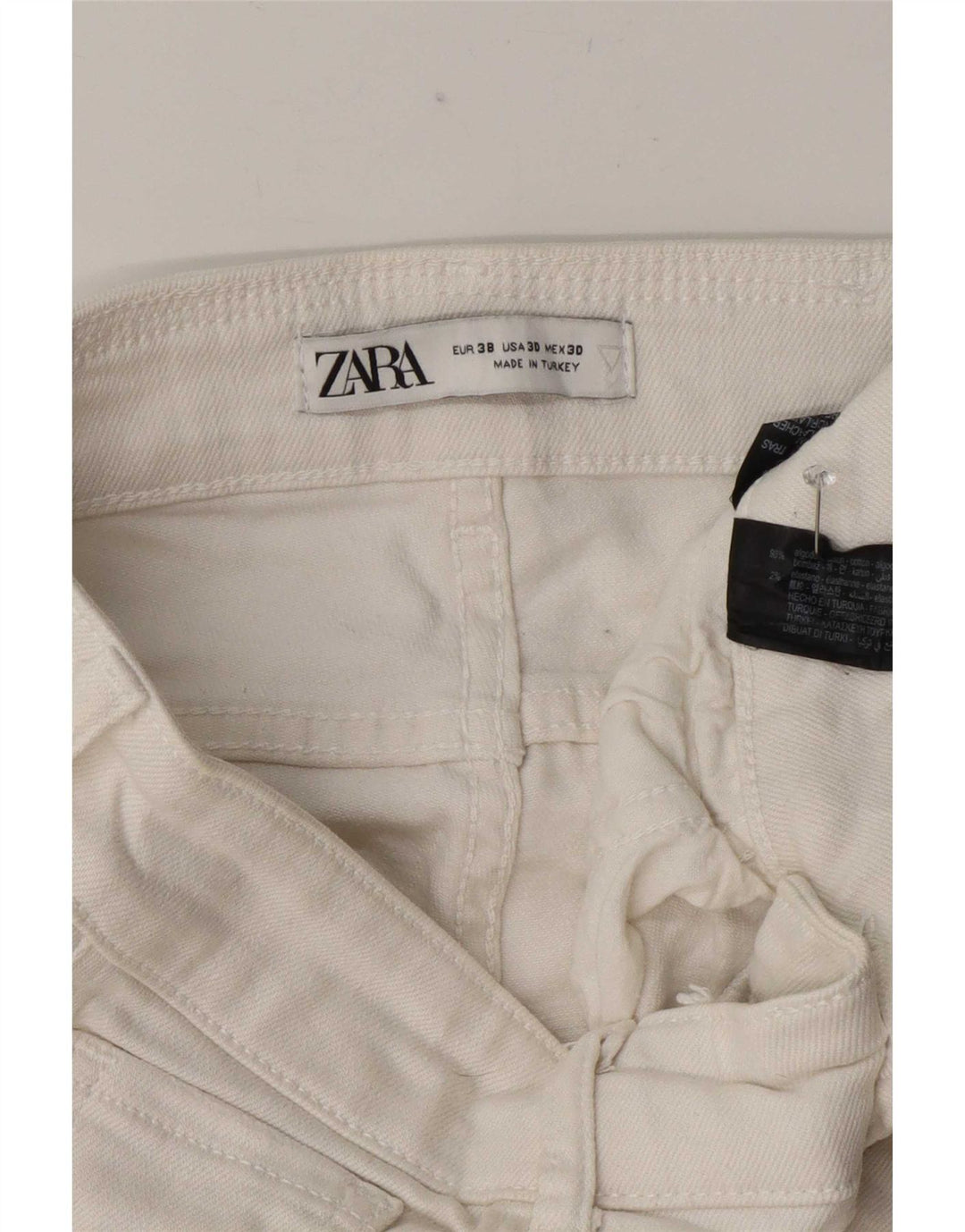 Zara Herren Distressed Slim Jeans EU 38 Small W30 L27 Weiße Baumwolle