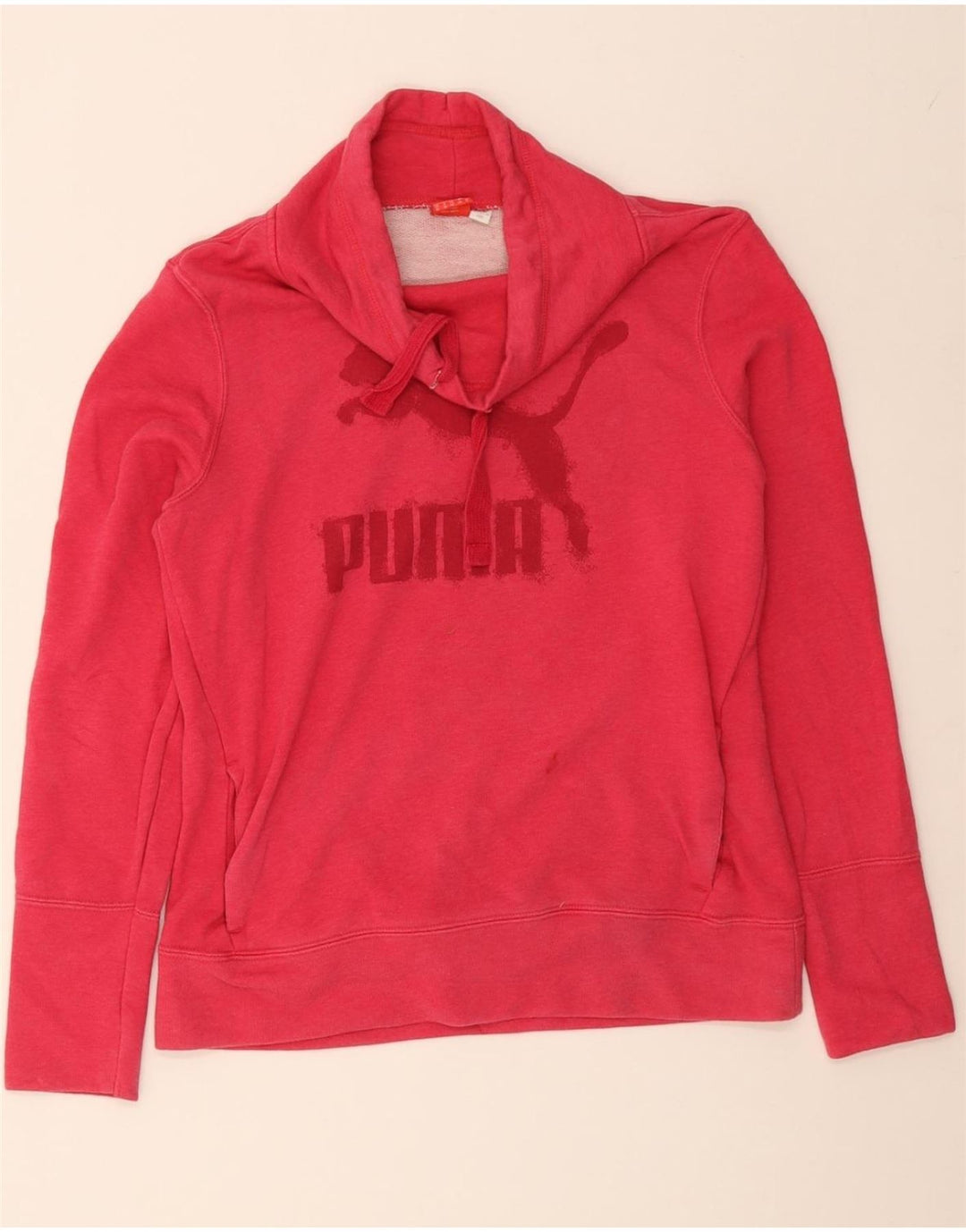 PUMA Womens Graphic Sweatshirt Jumper UK 12 Medium Red Cotton Vintage Puma and Second-Hand Puma from Messina Hembry 