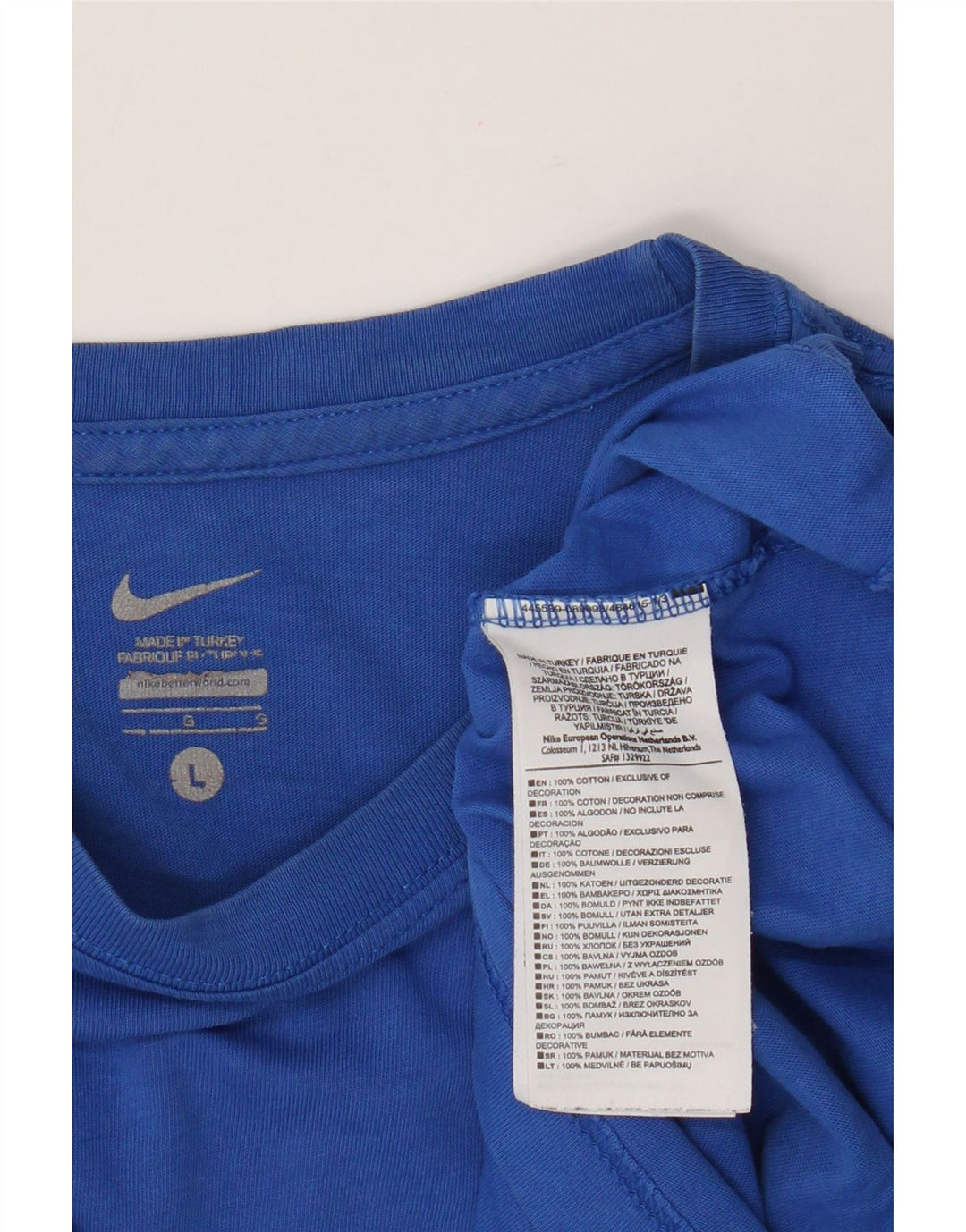 Nike Herren HELLAS VERONA T-Shirt Top Large Blau Baumwolle