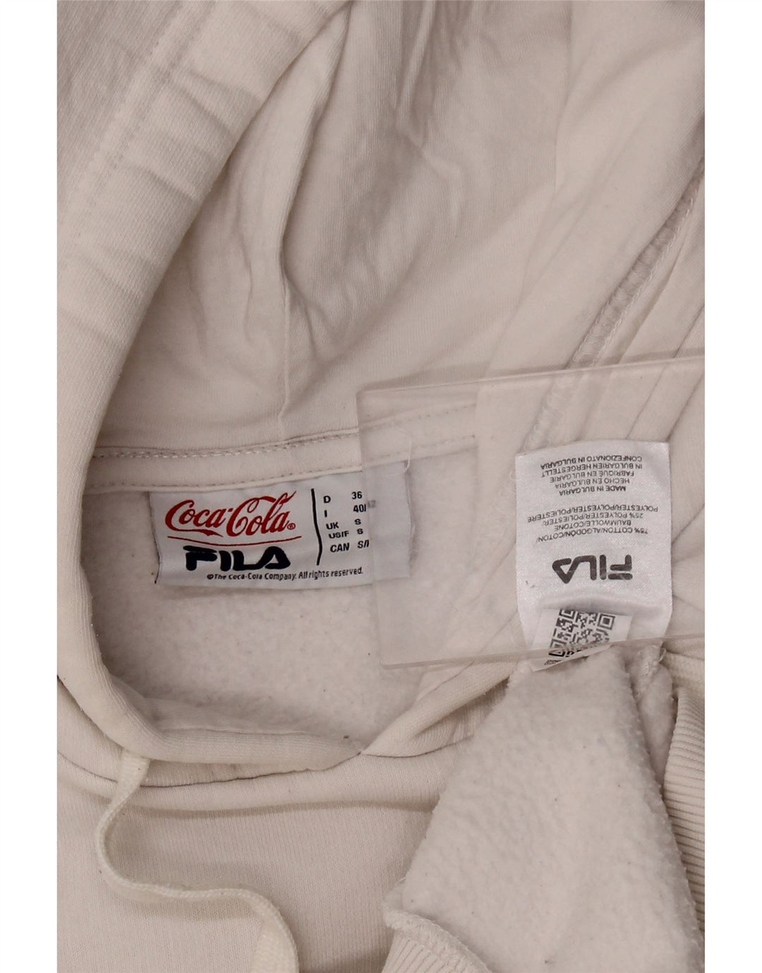 Fila Herren Coca-Cola Graphic Hoodie Pullover Small Weiß
