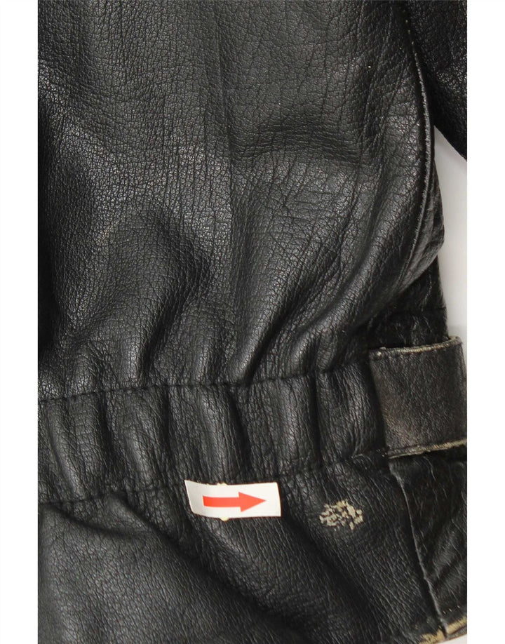 Vintage Herren Leder Bikerjacke UK 36 Kleines schwarzes Leder