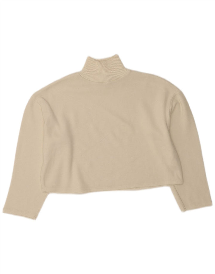 Zara Damen Crop Oversized Rollkragenpullover Pullover UK 10 Small Off White