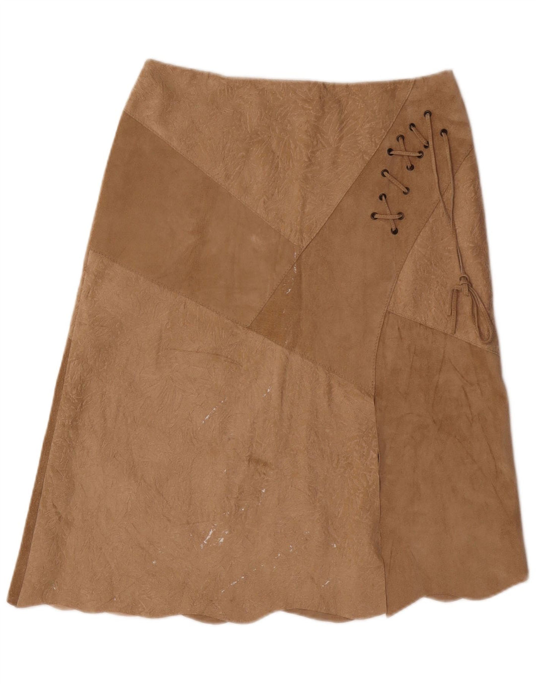 Vintage Damen Wildlederrock IT 46 Groß W30 Beige Leder