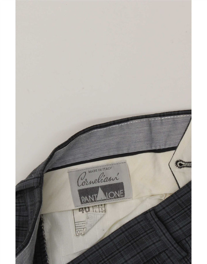 Corneliani Herren-Anzughose mit Pegged-Anzug, Größe 46, Größe S, W30, L30, Blau kariert