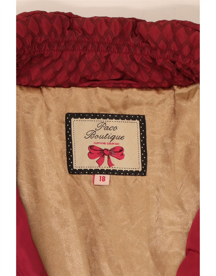 PACO BOUTIQUE Womens Padded Jacket UK 18 XL Burgundy Geometric Polyester