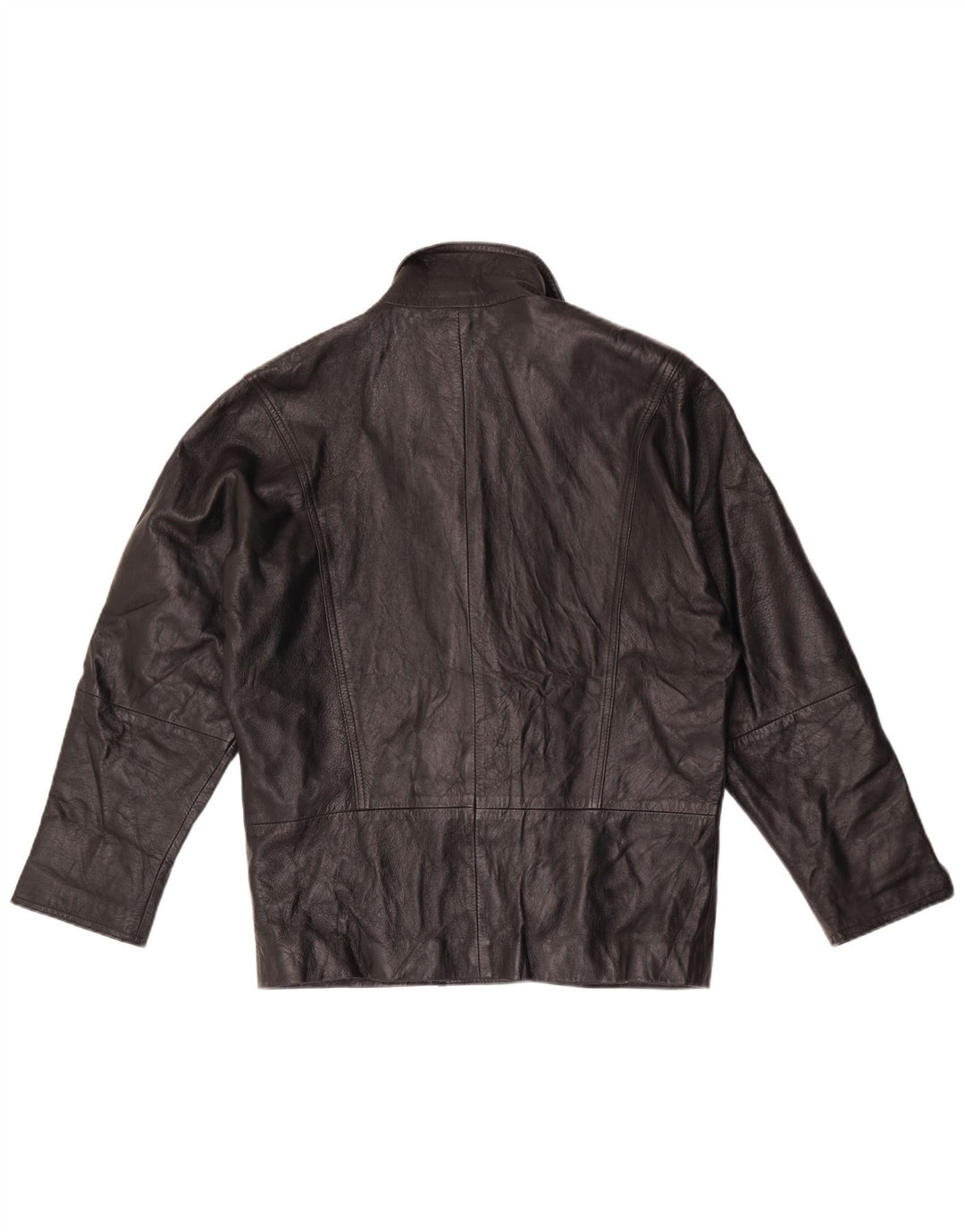 Vintage Damen Zweireihige Lederblazerjacke UK 16 Large Schwarz