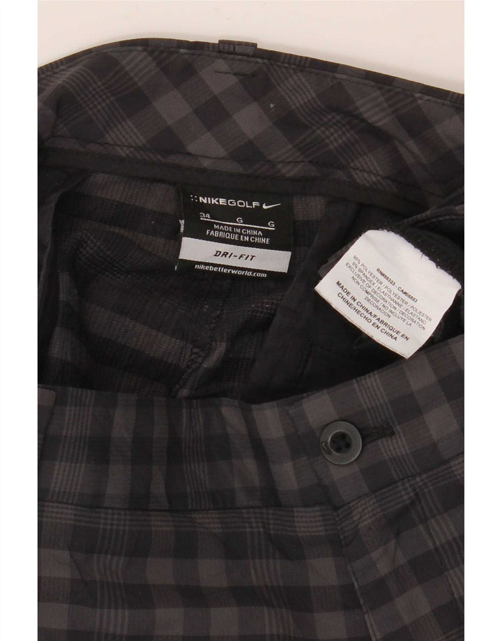 Nike Herren Dri Fit Chino Shorts W34, großes graues Gingham-Polyester