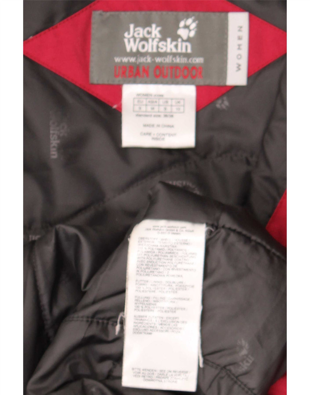 Jack Wolfskin Damen-Windbreaker-Mantel mit Kapuze, UK 10, Größe S, rot, Polyester