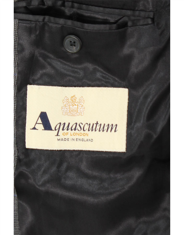 AQUASCUTUM Herren-Blazerjacke mit 3 Knöpfen, UK 48 4XL, grau karierte Wolle