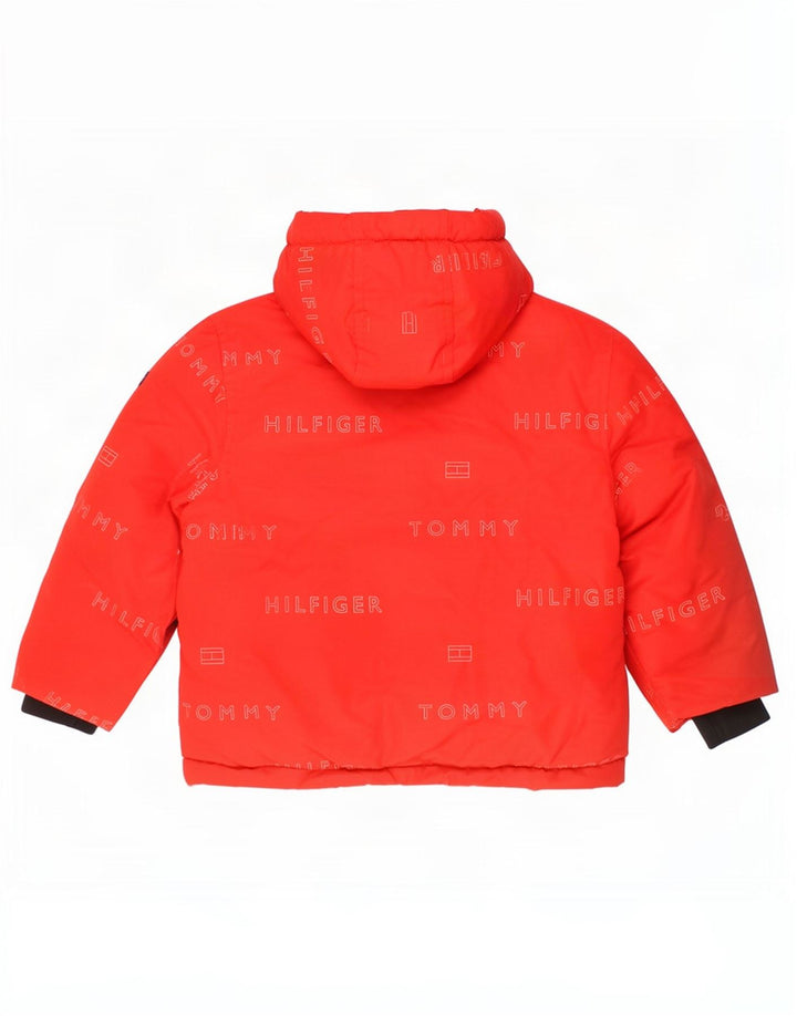 Tommy Hilfiger Wattierte Jacke mit grafischer Kapuze für Jungen, 3–4 Jahre, rotes Polyester