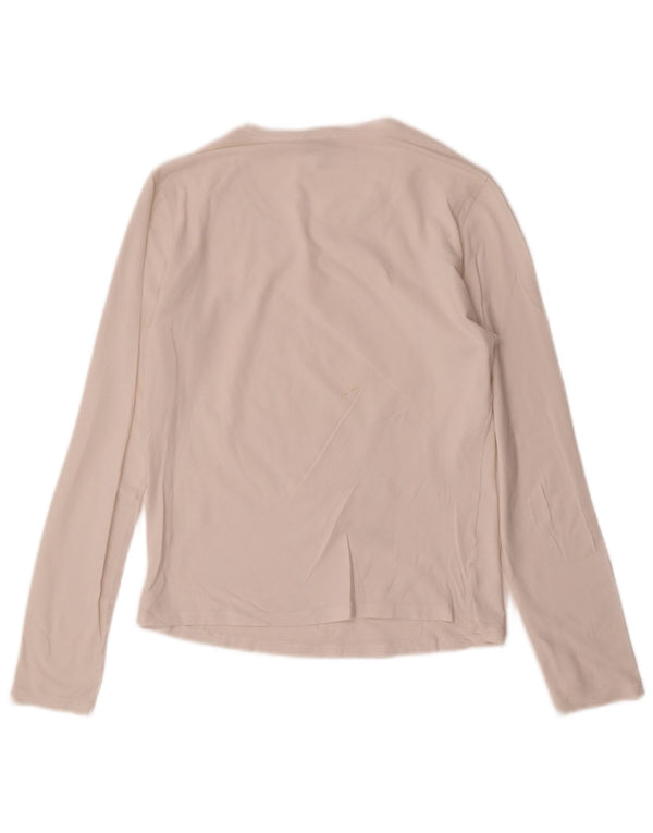 Armani Jeans Damen Top Langarm UK 12 Mittelweiß