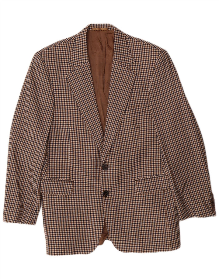 AQUASCUTUM Herren-Blazer, Blazer, Jacke, UK 40, groß, brauner Hahnentritt-Klassiker