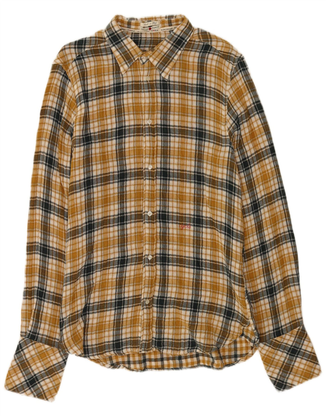 Cycle Mens Kariertes Flanellhemd XL Gelb karierte Baumwolle