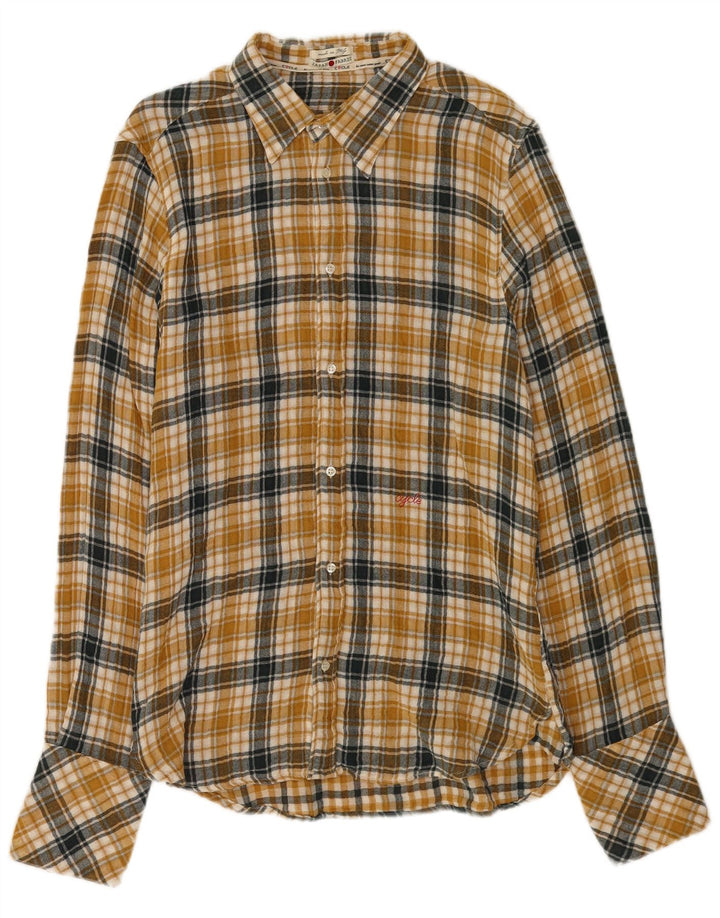 Cycle Mens Kariertes Flanellhemd XL Gelb karierte Baumwolle