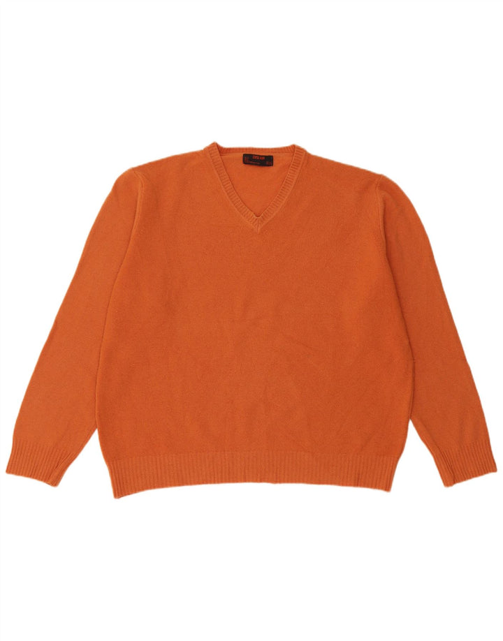 ZARA Herren V-Ausschnitt Pullover Pullover XL Orange Wolle