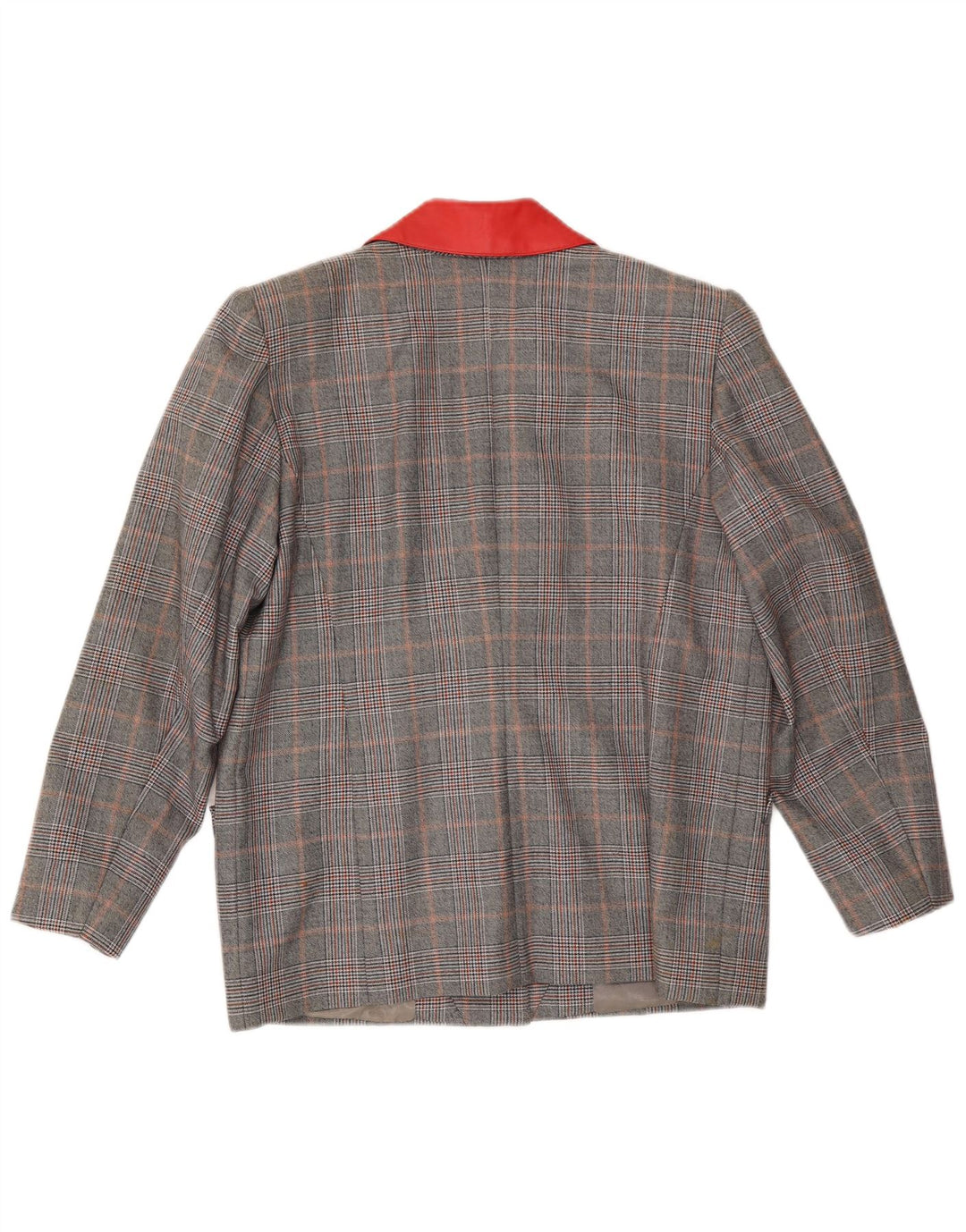 VINTAGE Damen 3-Knopf-Blazerjacke UK 16 Großer grauer Karo