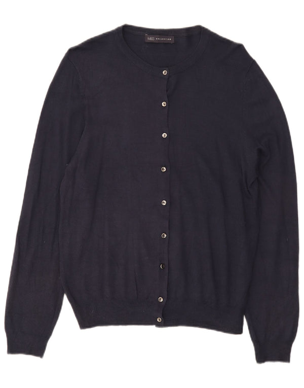 Marks & Spencer Damen-Cardigan-Pullover UK 14 Large Marineblaue Viskose