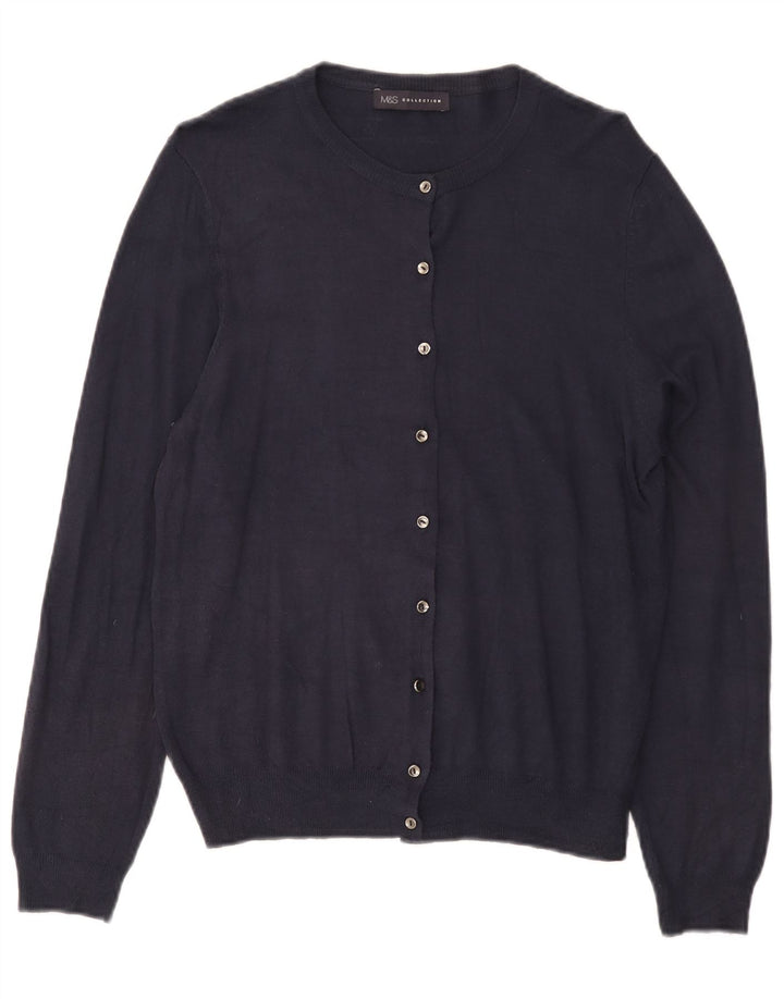 Marks & Spencer Damen-Cardigan-Pullover UK 14 Large Marineblaue Viskose