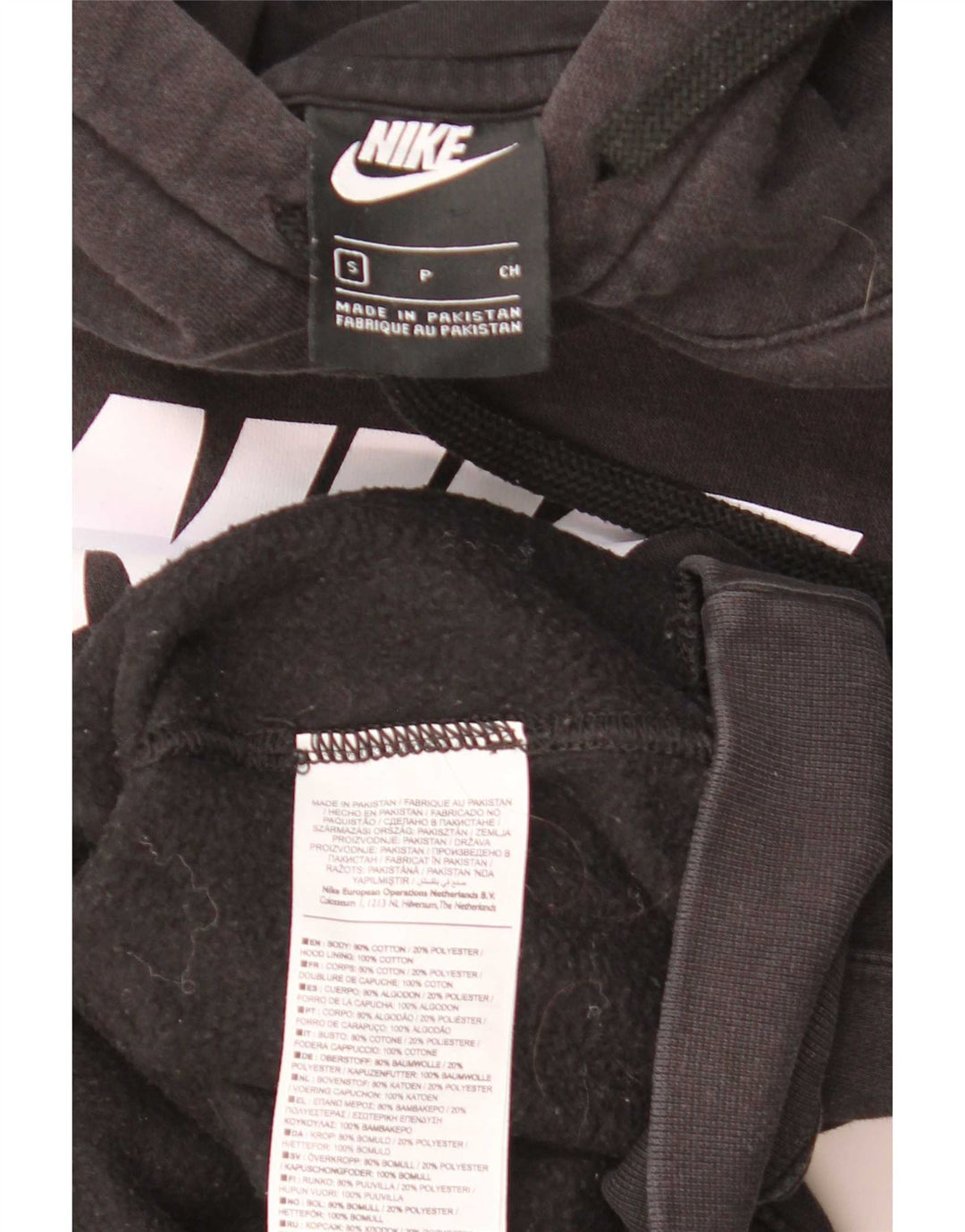 Nike Herren-Kapuzenpullover mit Grafik, Größe S, Schwarz, Baumwolle